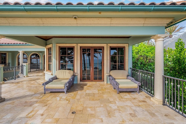 view of patio / terrace featuring french doors