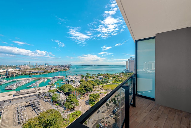 balcony with a water view