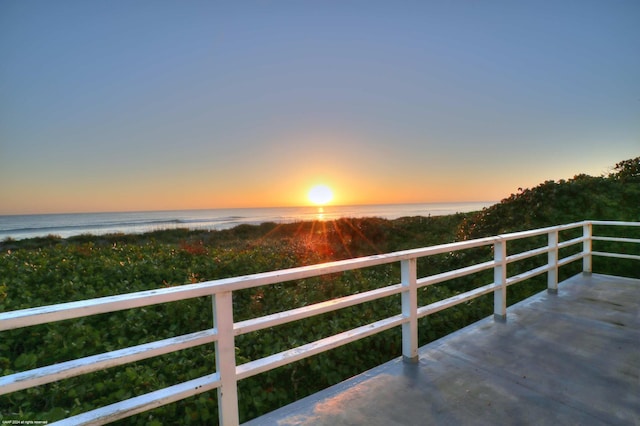 exterior space featuring a water view