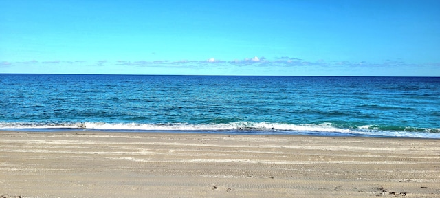 view of water feature with a view of the beach