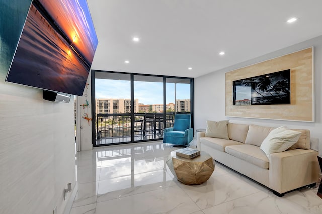 living room featuring expansive windows