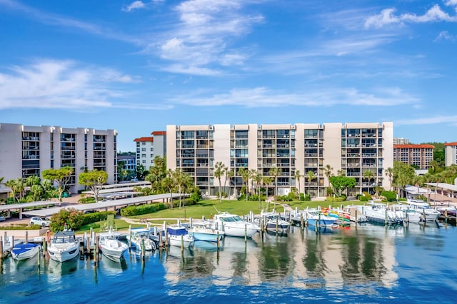 water view with a boat dock