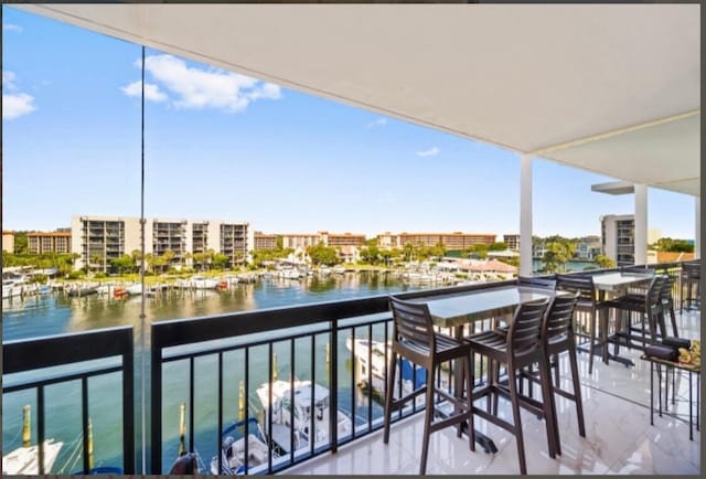 balcony with a water view