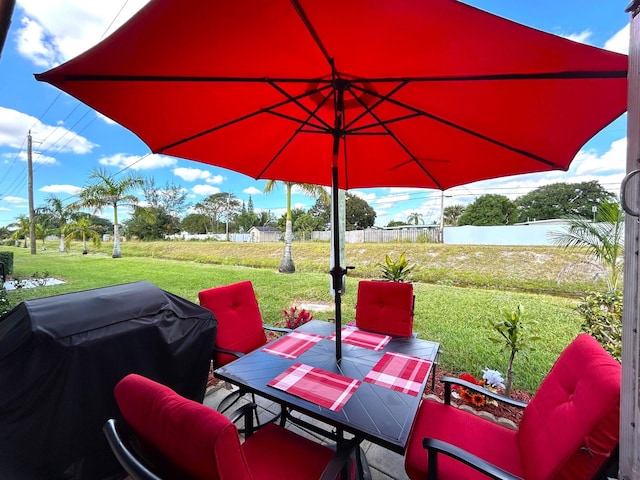 view of patio / terrace featuring a grill