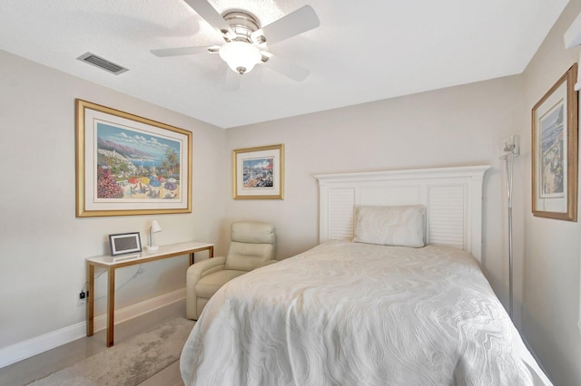 bedroom featuring ceiling fan