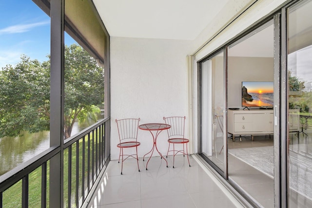 balcony with a water view