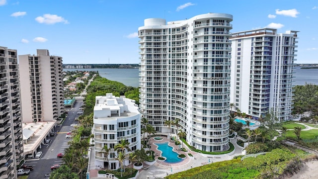 view of property with a water view