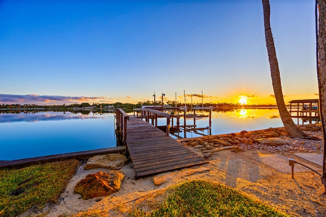 view of dock featuring a water view