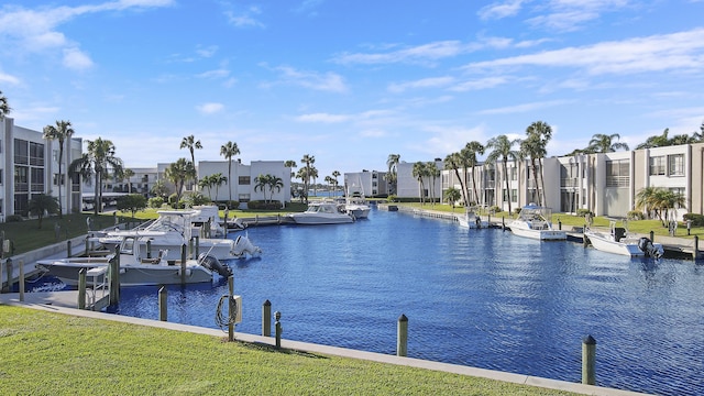 view of water feature featuring a dock