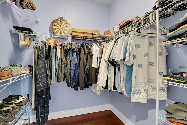 walk in closet featuring hardwood / wood-style flooring