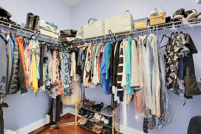 walk in closet featuring hardwood / wood-style floors