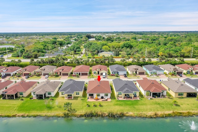 bird's eye view featuring a water view