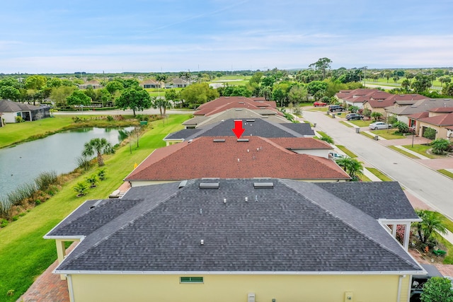 bird's eye view featuring a water view