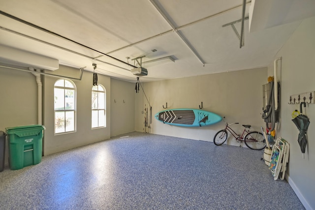 garage with a garage door opener