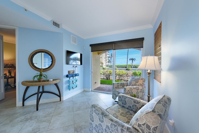 interior space with crown molding