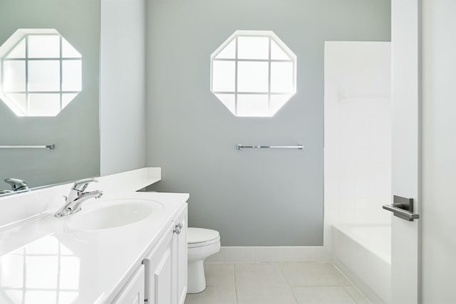 bathroom with tile patterned flooring, vanity, and toilet