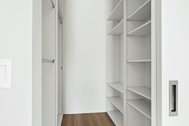 walk in closet featuring dark hardwood / wood-style flooring