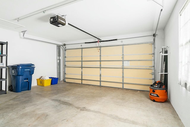 garage with a garage door opener