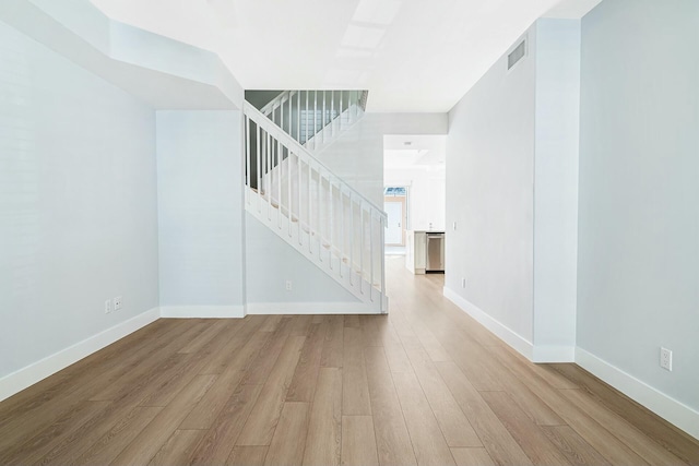 interior space with light hardwood / wood-style floors