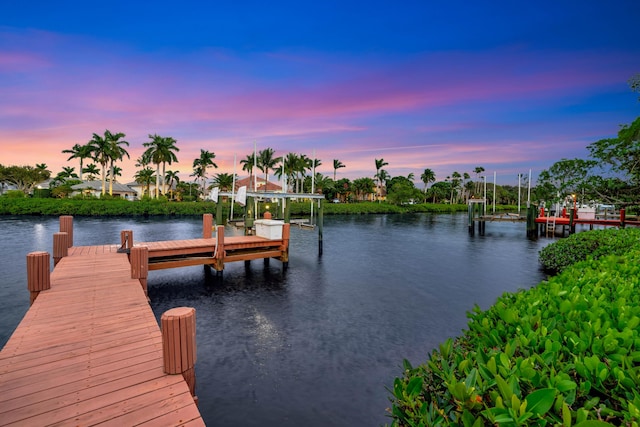 view of dock featuring a water view