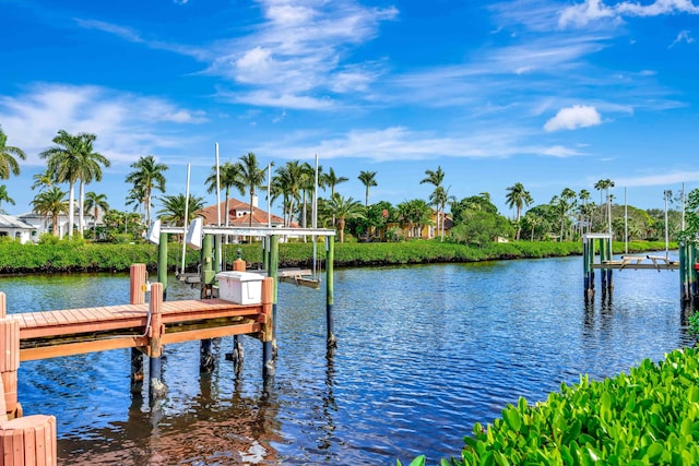 view of dock featuring a water view