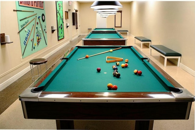 rec room featuring pool table