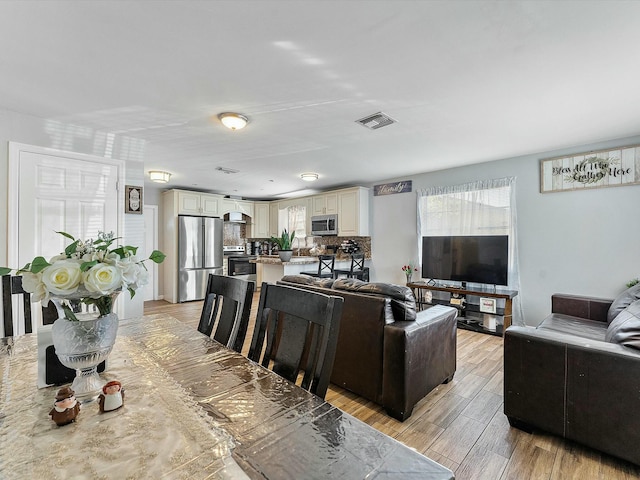 living room featuring light hardwood / wood-style floors