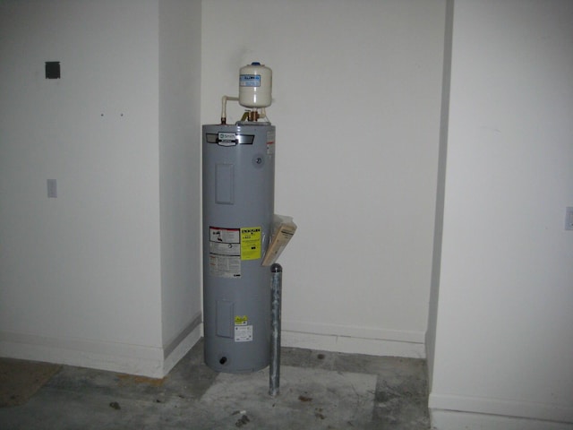 utility room with electric water heater