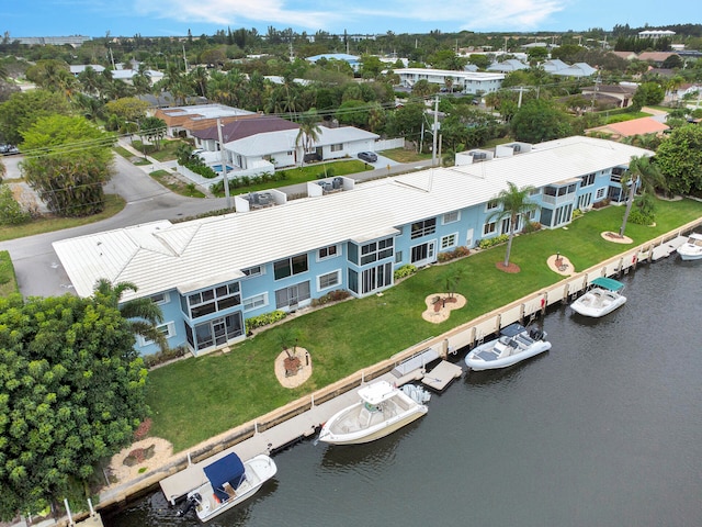 bird's eye view featuring a water view