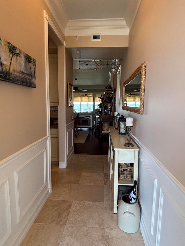 corridor with ornamental molding