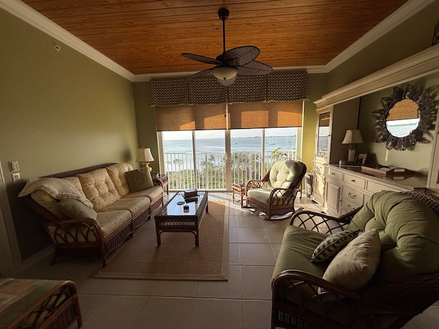 sunroom / solarium featuring ceiling fan and wooden ceiling