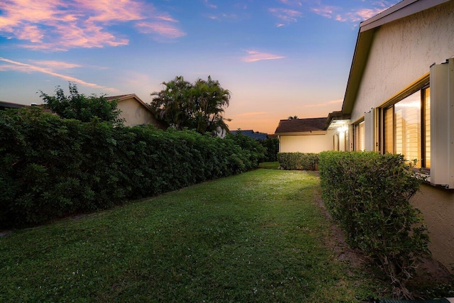 view of yard at dusk