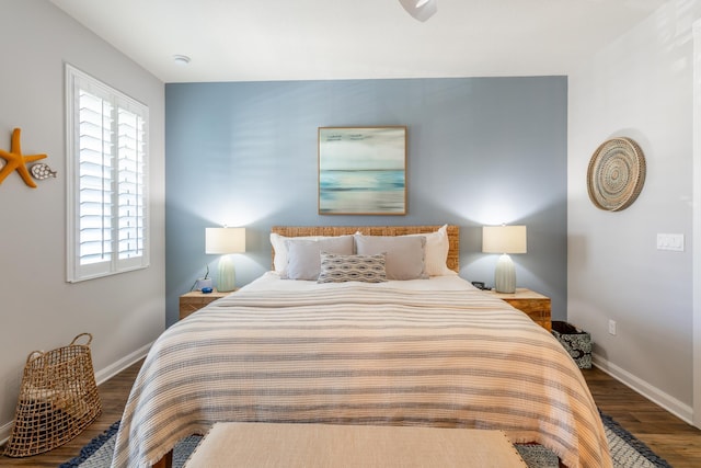 bedroom featuring dark hardwood / wood-style floors