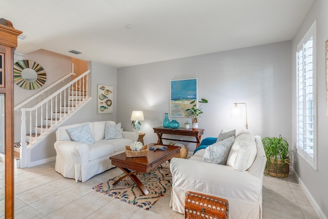 view of tiled living room