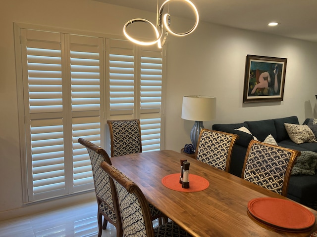 dining area featuring light wood-type flooring