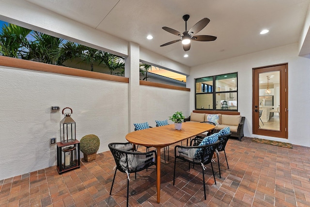 dining room with ceiling fan