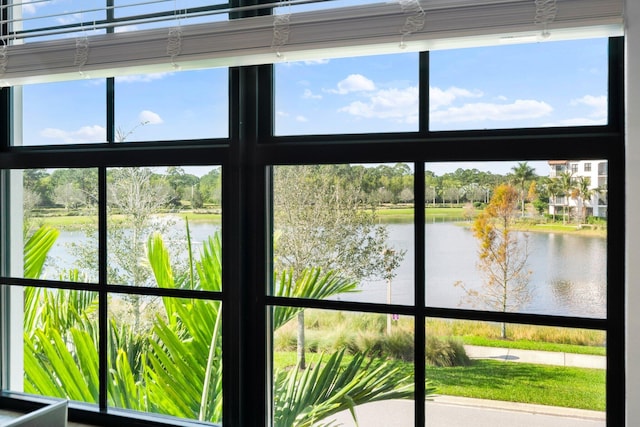 room details featuring a water view