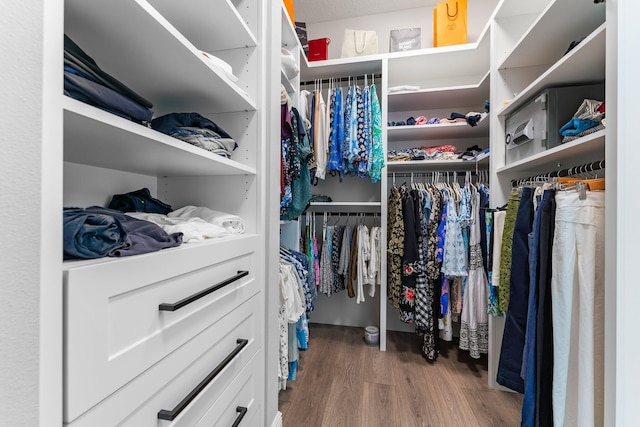 walk in closet featuring hardwood / wood-style floors