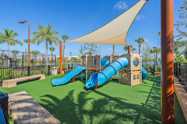 view of play area featuring a yard