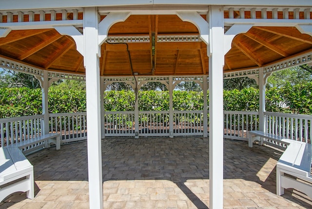 view of patio featuring a gazebo