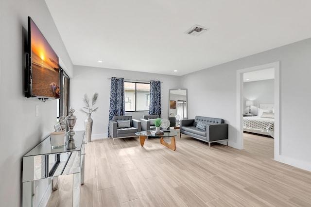 living room featuring light wood-type flooring