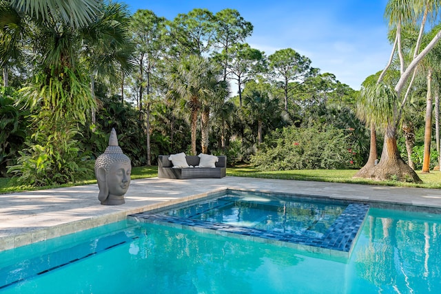 view of pool with an outdoor hangout area and a patio area