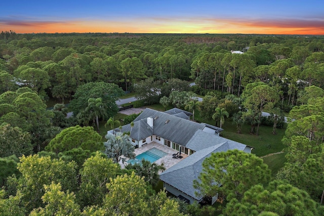 view of aerial view at dusk