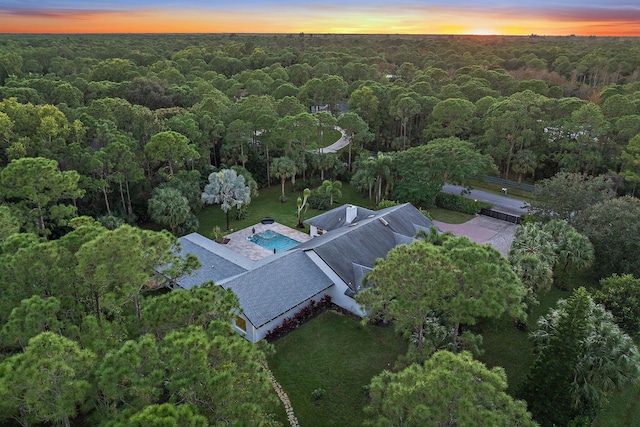 view of aerial view at dusk