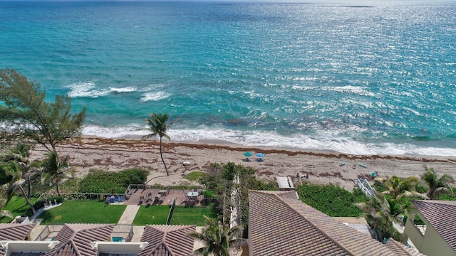 property view of water featuring a view of the beach