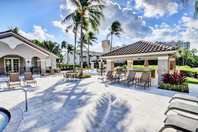 view of patio featuring a gazebo