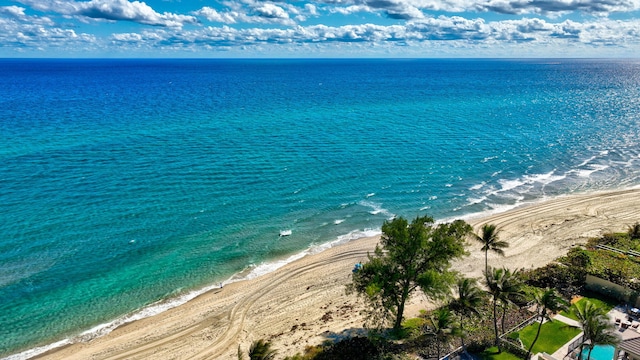 property view of water with a beach view