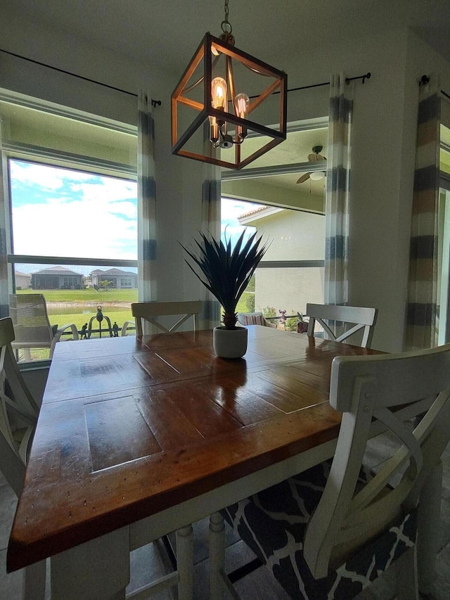 dining area with a chandelier