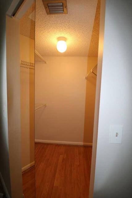 spacious closet with hardwood / wood-style flooring