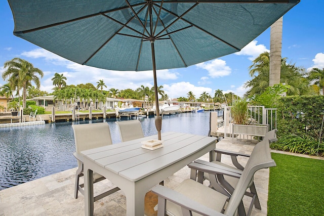 view of dock featuring a water view